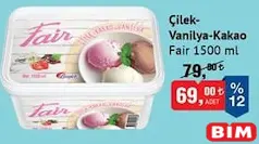 FAİR ÇİLEK-VANİLYA-KAKAO DONDURMA 1500 ML